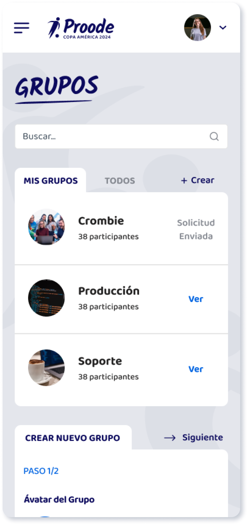 Habilitá la creación de grupos y microtorneos formando equipos entre amigos o participando en torneos específicos para partidos seleccionados.